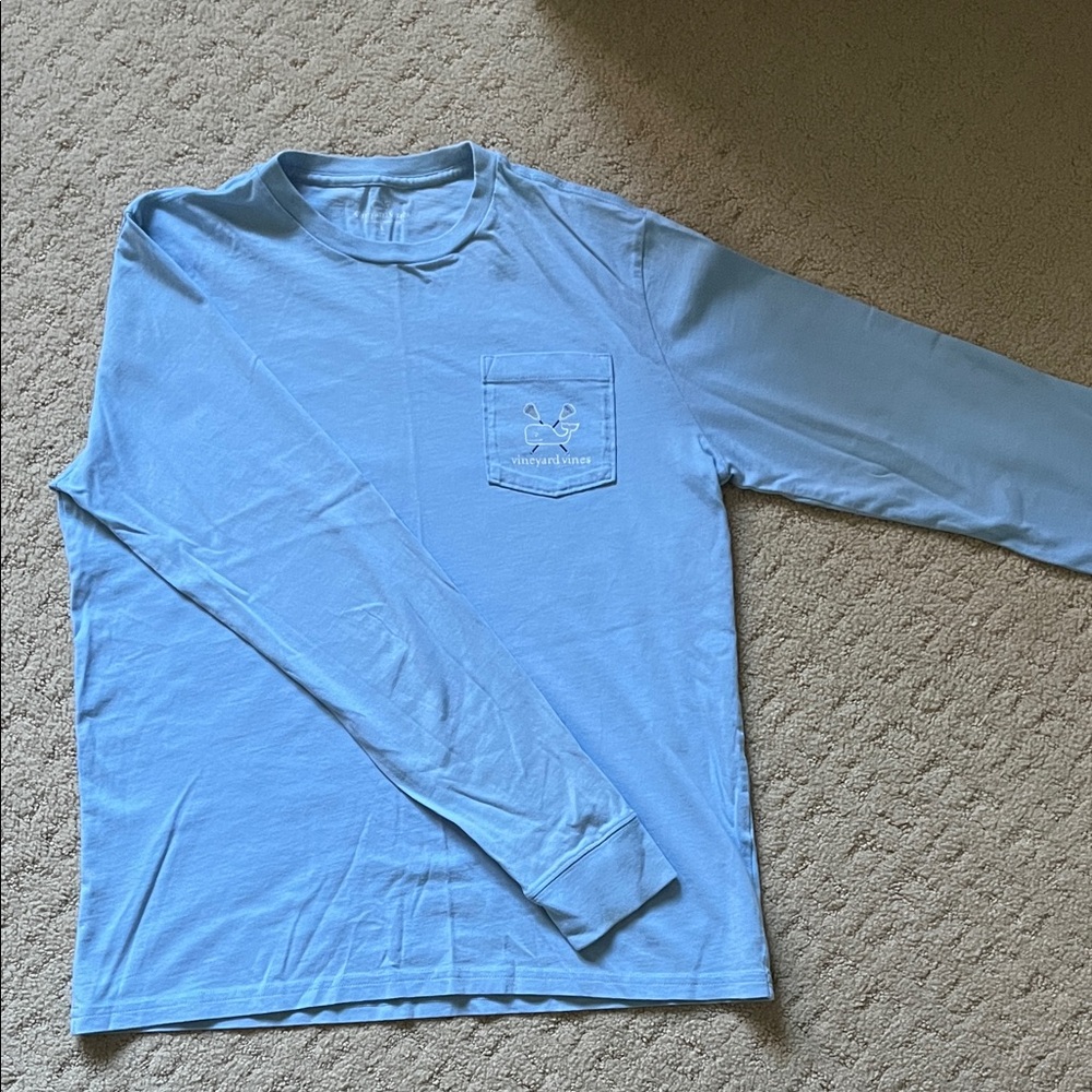 Vineyard Vines Light Blue Long Sleeve Tee - Lacrosse